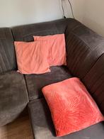 Set van 2 oranje  Kussens met Plaid, Ophalen of Verzenden, Zo goed als nieuw, Oranje, Vierkant