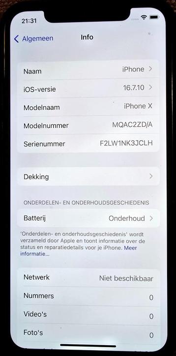 APPLE IPHONE X  Uitstekend geschikt als reserve of back up t beschikbaar voor biedingen