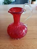 Antiek rood glazen siervaasje met oor, Antiek en Kunst, Ophalen