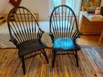 Zwarte vintage spijlstoelen, Huis en Inrichting, Stoelen, Ophalen, Gebruikt, Twee, Zwart
