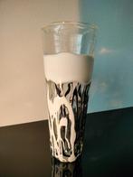 Vaas Glas Wit Transparant Zwart 1980, Antiek en Kunst, Ophalen of Verzenden