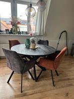Eettafel met stoelen (set), Huis en Inrichting, Tafels | Eettafels, Rond, Ophalen of Verzenden, Zo goed als nieuw, Vier personen