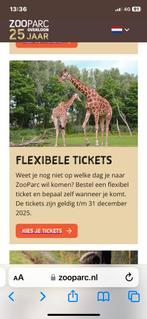 Zoo Overloon 2 entreekaarten, Tickets en Kaartjes, Twee personen, Ticket of Toegangskaart