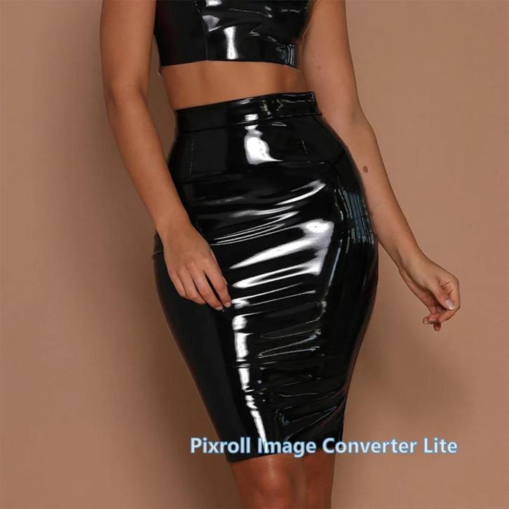 R7 zwart lakrok maat 2XL, Kleding | Dames, Rokken, Nieuw, Maat 46/48 (XL) of groter, Zwart, Onder de knie, Ophalen of Verzenden
