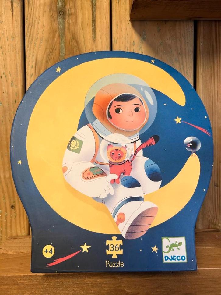 Djeco - puzzel - astronaut op de maan - nieuw in doos, Kinderen en Baby's, Speelgoed | Kinderpuzzels, Nieuw, 4 tot 6 jaar, 10 tot 50 stukjes