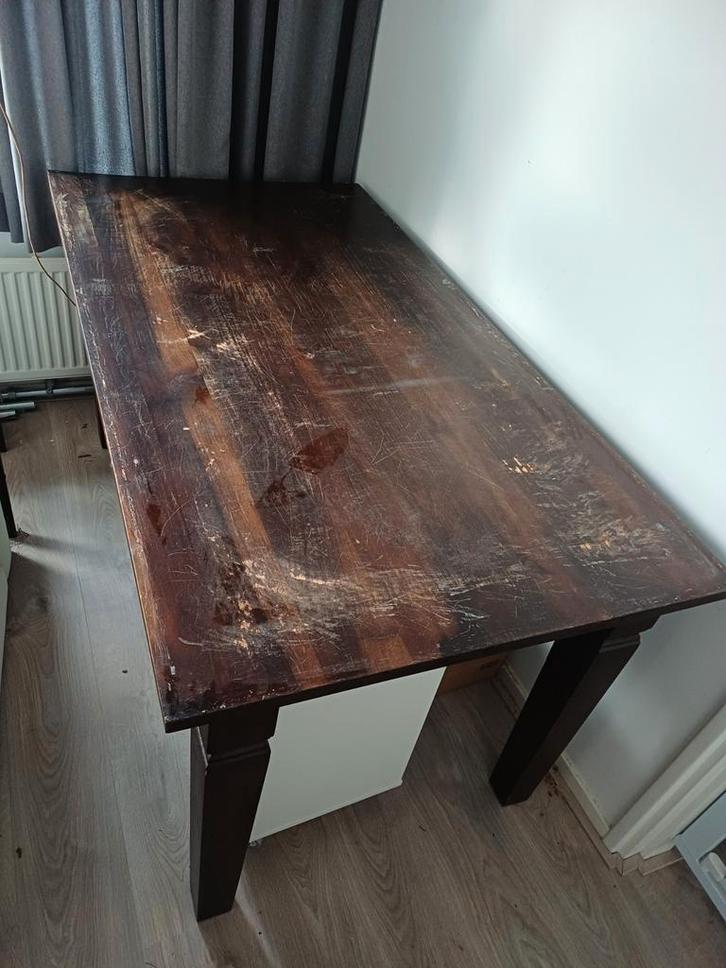 Houten Tafel, Huis en Inrichting, Tafels | Eettafels, Gebruikt, 50 tot 100 cm, 150 tot 200 cm, Vijf personen of meer, Rechthoekig