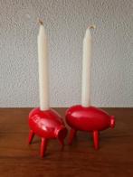 Vintage zweedse kandelaars, varkens, bolletjes, kerst, hout, Huis en Inrichting, Woonaccessoires | Kandelaars en Kaarsen, Ophalen of Verzenden