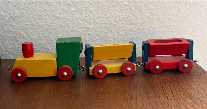 Vintage Houten Treintje van sio, Antiek en Kunst, Antiek | Speelgoed, Ophalen of Verzenden