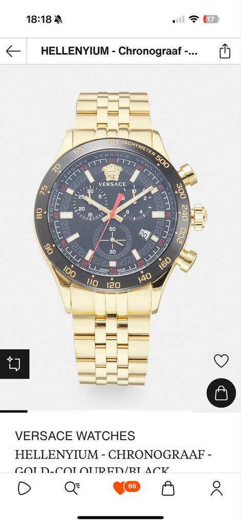 Versace Hellenyium Goud/Zwart Horloge, Sieraden, Tassen en Uiterlijk, Horloges | Heren, Zo goed als nieuw, Polshorloge, Overige merken