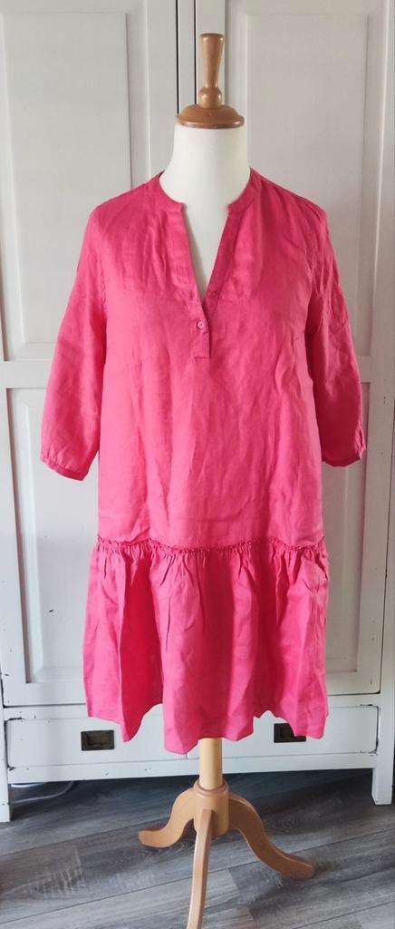 Norah roze jurk maat 40-42 100% linnen, Kleding | Dames, Jurken, Zo goed als nieuw, Maat 38/40 (M), Roze, Onder de knie, Ophalen of Verzenden
