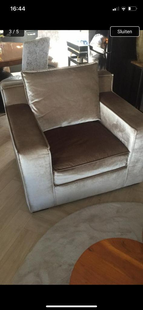 Bank 2+1+1 velvet champagne kleur, Huis en Inrichting, Fauteuils, Gebruikt, 125 cm of meer, Ophalen of Verzenden