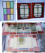 5 antiek glas in lood ramen deur Panelen nostalgische sfeer, Glas in lood, Gebruikt, Ophalen of Verzenden