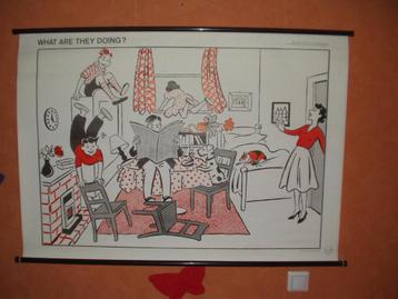 wandkaart what are thye doing schoolplaten retro vintage beschikbaar voor biedingen