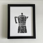 Schilderijtje Koffiepercolator - inktafdruk Lino - handmade., Minder dan 50 cm, Oorspronkelijke maker, Nieuw, Ophalen of Verzenden