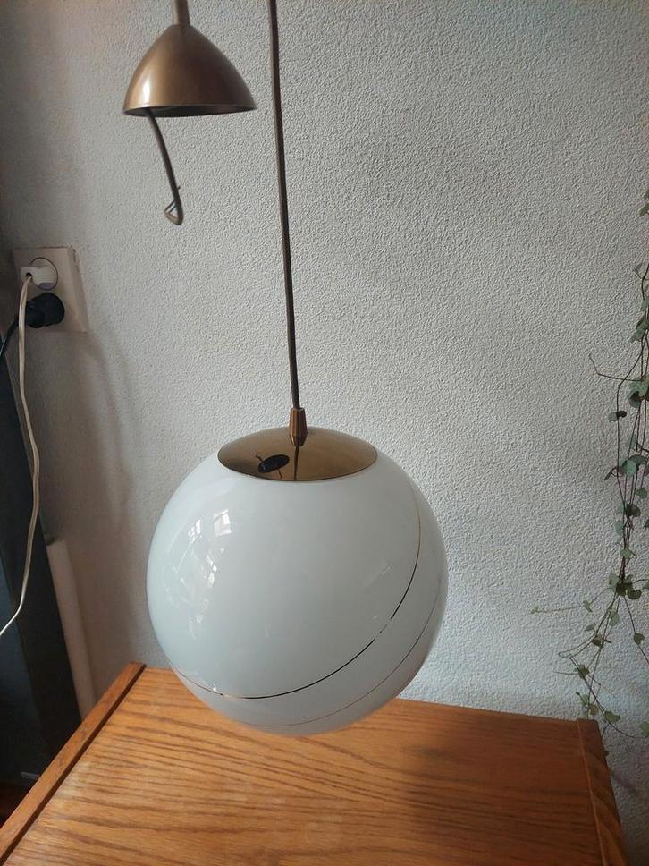 Hollywood Regency bollamp, hanglamp, Huis en Inrichting, Lampen | Plafondlampen, Zo goed als nieuw, Glas, Ophalen