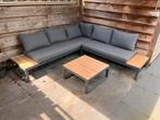 Hoekbank Loungeset - Staal/Teak - Antraciet - 187x60cm, Ophalen, Gebruikt, 6 zitplaatsen, Bank