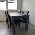 4-6-8 persoons verlengbare eettafel met 4 leren stoelen, Huis en Inrichting, Tafels | Eettafels, 200 cm of meer, 50 tot 100 cm