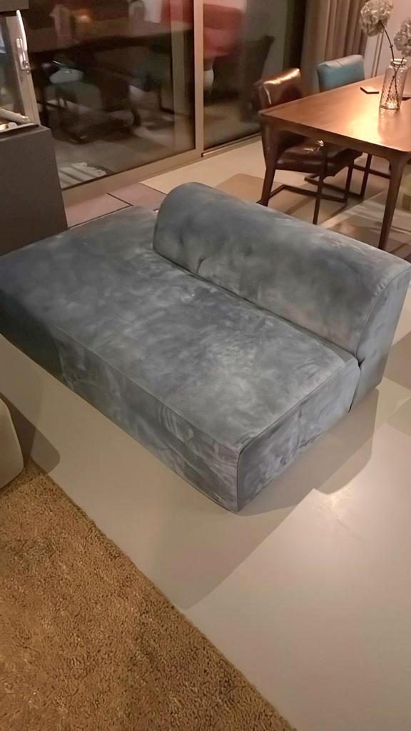 Petrol Blauw Velours 4x6 Sofa Module - Zo Goed Als Nieuw!, Huis en Inrichting, Banken | Sofa's en Chaises Longues, Zo goed als nieuw
