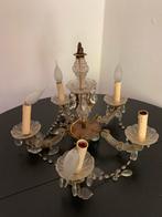 Vintage 5-armige glazen kroonluchter jaren '60, Huis en Inrichting, Lampen | Kroonluchters, Ophalen of Verzenden, Gebruikt, Glas