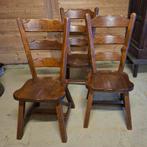 3 stevige eiken stoelen,  gratis, Ophalen, Gebruikt, Klassiek, Hout