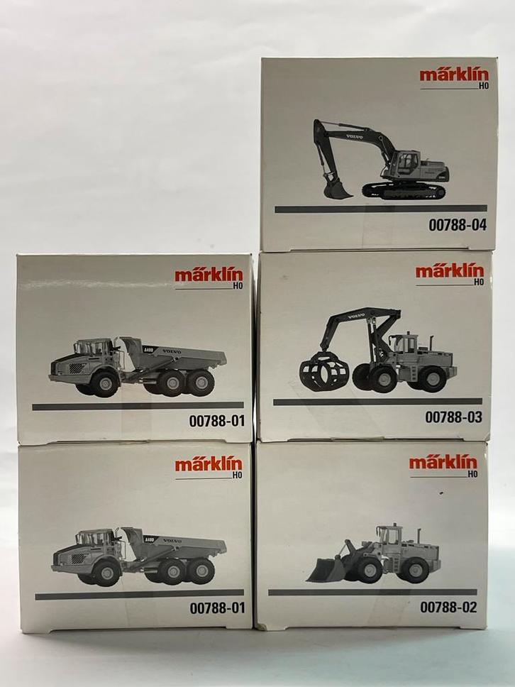 *NIEUW* Märklin 00788-01-02-03-04 5x Volvo Wegenbouwmachine*, Hobby en Vrije tijd, Modelauto's | 1:87, Nieuw, Hijskraan, Tractor of Landbouw
