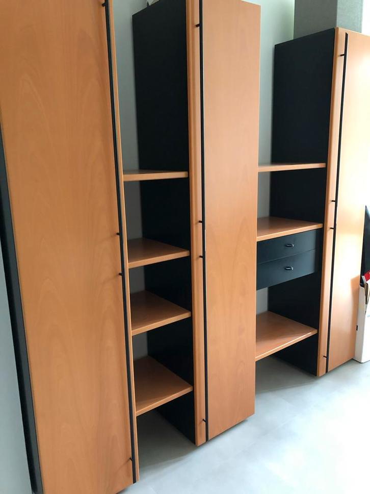 Interlubke Duo Kastsysteem - Zwart/Beuken, Huis en Inrichting, Kasten | Boekenkasten, Gebruikt, 200 cm of meer, 25 tot 50 cm, Met lade(s)