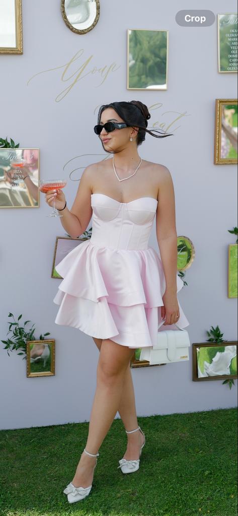 Roze Satijnen Corset Jurk - Maat M (S/M/L), Maat 38/40 (M), Ophalen of Verzenden, Zo goed als nieuw, Roze