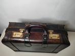 K629 VINTAGE donkerbruin lederen koffer zeer fraai, Gebruikt, Onbekend, Ophalen of Verzenden, Onbekend