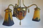 art deco bronzen luster lamp pate de verre Muller Luneville, Antiek en Kunst, Ophalen