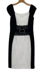 Joseph Ribkoff schitterend wit/zwarte chique jurk mt 42, Kleding | Dames, Jurken, Maat 42/44 (L), Ophalen of Verzenden, Zo goed als nieuw
