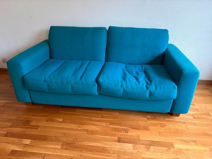 Twee Gelderland Type 5811 Banken - Blauw, Huis en Inrichting, Banken | Bankstellen, Gebruikt, Rechte bank, Tweepersoons, 200 tot 250 cm