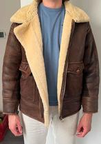 Bruine Vintage Shearling Jas - Maat L, Kleding | Heren, Jassen | Winter, Ophalen of Verzenden, Gedragen, Maat 52/54 (L), Bruin