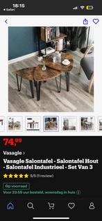 Vasagle Salontafel Set van 3, Huis en Inrichting, Tafels | Salontafels, Ophalen, 50 tot 100 cm, Nieuw, Metaal