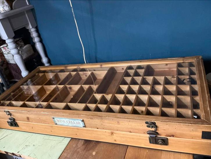 Antieke vitrine kist dubbel, Antiek en Kunst, Curiosa en Brocante, Ophalen