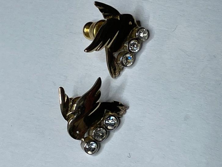 Oor stekers, vogels met strass, Sieraden, Tassen en Uiterlijk, Oorbellen, Zo goed als nieuw, Knopjes of Stekers, Overige materialen