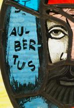 Glas in lood St.Aubertus patroonheilige v. bakker / Rompdaey, Antiek en Kunst, Ophalen of Verzenden