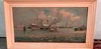 Schilderij haven gezicht rotterdam schilder Adri Verveen., Antiek en Kunst, Ophalen of Verzenden