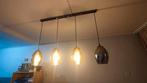 Design hanglamp met smoke glas 4-lichts, Huis en Inrichting, Lampen | Hanglampen, Glas, Ophalen of Verzenden, Zo goed als nieuw