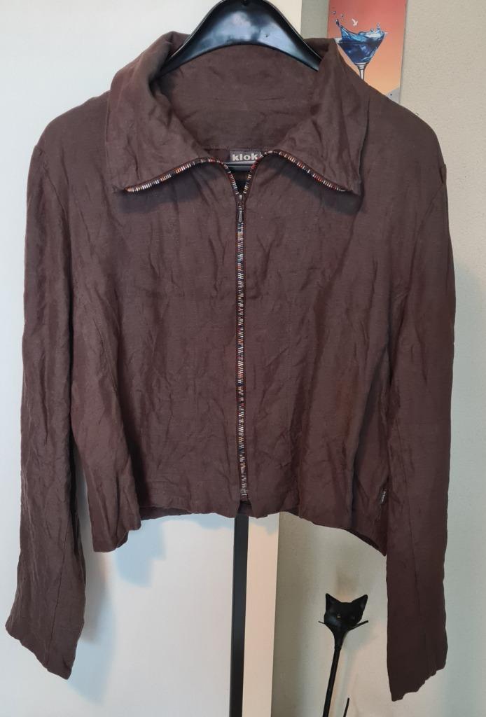 Mooi linnen jasje van het Deense merk KLOK, maat: L, Kleding | Dames, Jasjes, Kostuums en Pakken, Zo goed als nieuw, Jasje, Maat 42/44 (L)