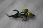 Antieke broche Oostenrijk zilver markasiet emaille c 1940, Ophalen of Verzenden, Dames
