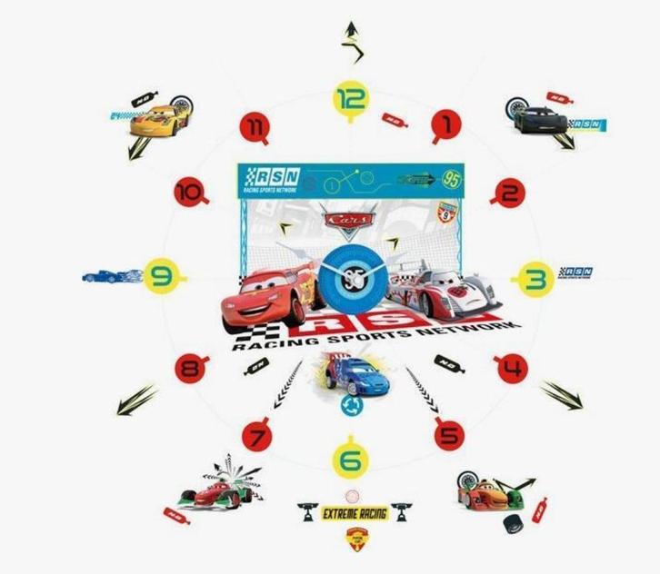 Disney Cars Tick Tock Wandklok met Muurstickers - AANBIEDING, Kinderen en Baby's, Kinderkamer | Inrichting en Decoratie, Nieuw