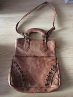 Cognac tas studs bruine neplederen tassen schoudertas bruin, Verzenden, Zo goed als nieuw, Bruin, Handtas