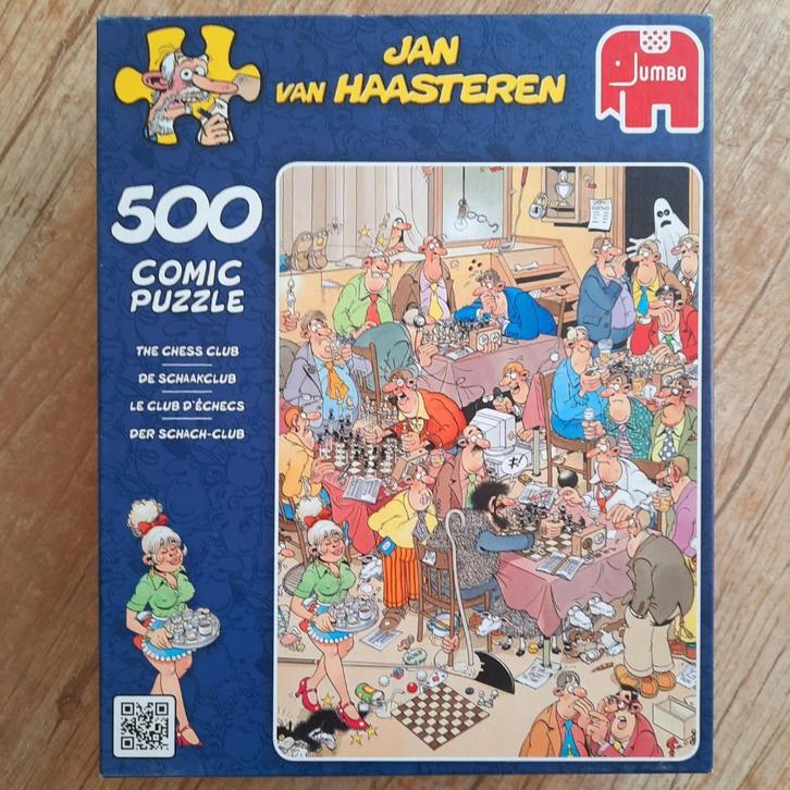 Jan van Haasteren puzzel  500 stukjes  De Schaakclub, Hobby en Vrije tijd, Denksport en Puzzels, Zo goed als nieuw, Legpuzzel