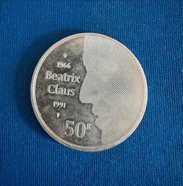 Zilveren 50 Gulden Beatrix & Claus beschikbaar voor biedingen