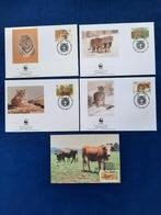 4 met dierenzegels gefrankeerde WWF enveloppen en 1 ansichtk, Ophalen of Verzenden, 1980 tot heden, Ongelopen, Overige soorten