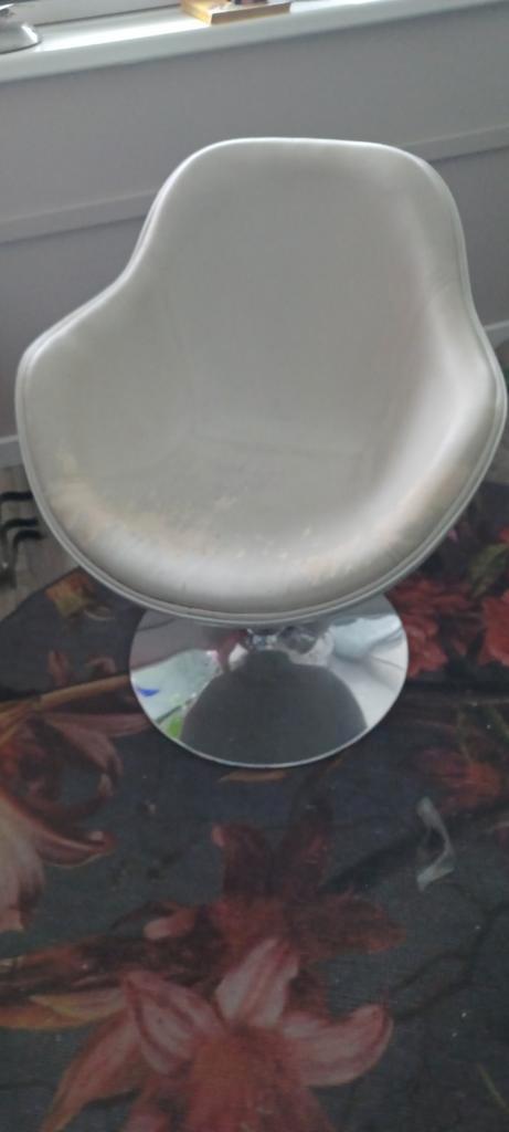 Space Age Fauteuil - Opknapper wit, Huis en Inrichting, Stoelen, Gebruikt, Eén, Kunststof, Metaal, Wit, Ophalen