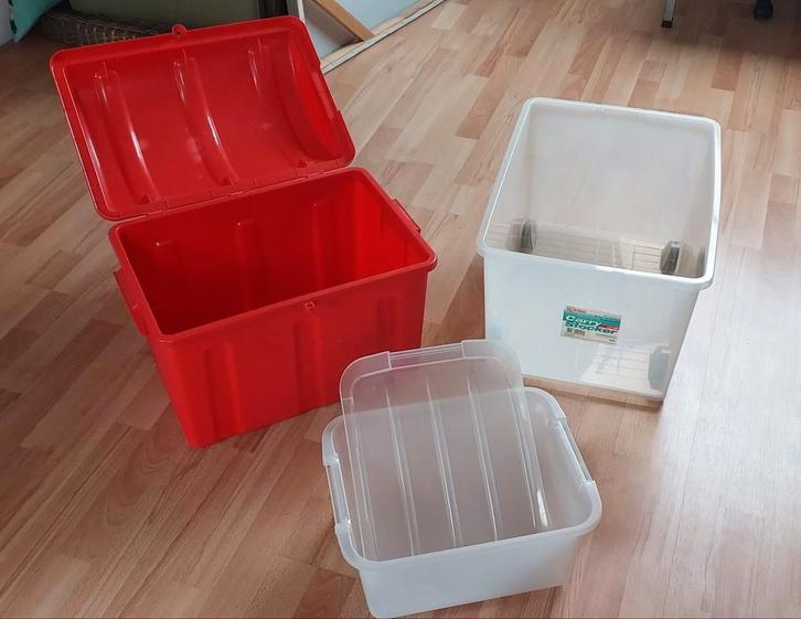 3 verschillende bakken + 2 mandjes, Doe-het-zelf en Verbouw, Kratten en Dozen, Gebruikt, Bak of Kist, Minder dan 35 cm, Minder dan 40 cm