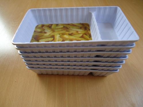 7 friet-, patatbakjes met sausvak. melamine, Huis en Inrichting, Keuken | Servies, Zo goed als nieuw, Overige typen, Overige stijlen