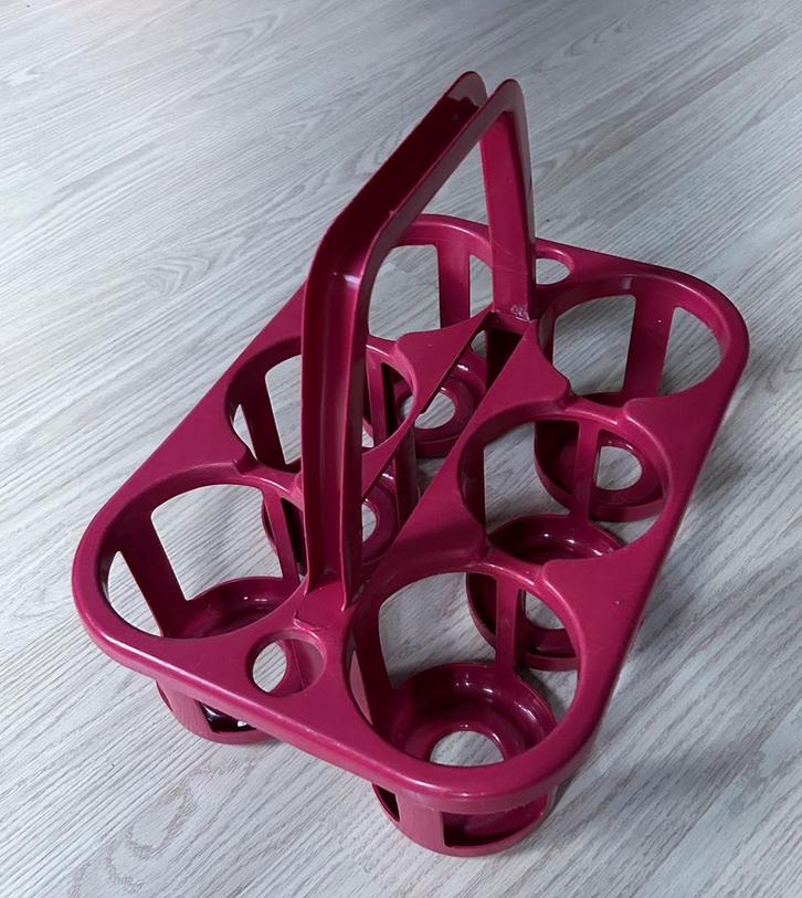 Retro flessenrek/flessenmand. Donker roze. Curver, Verzamelen, Retro, Huis en Inrichting, Ophalen of Verzenden