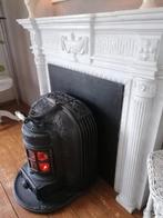 Marmeren schouw met kolenkachel en sfeerverlichting, Ophalen, Gebruikt, Vrijstaande haard, Houthaard